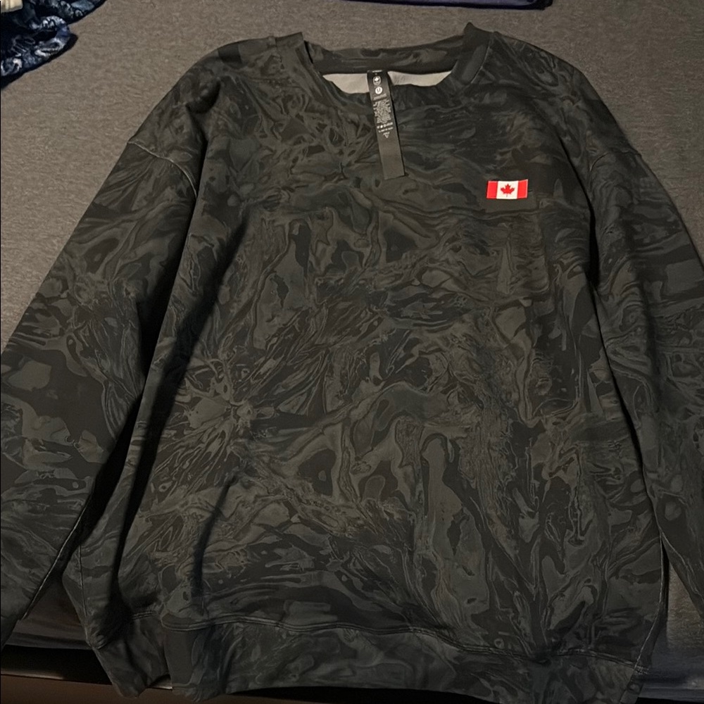 Lululemon Black Camouflage Sweatshirt with Canadian Flag